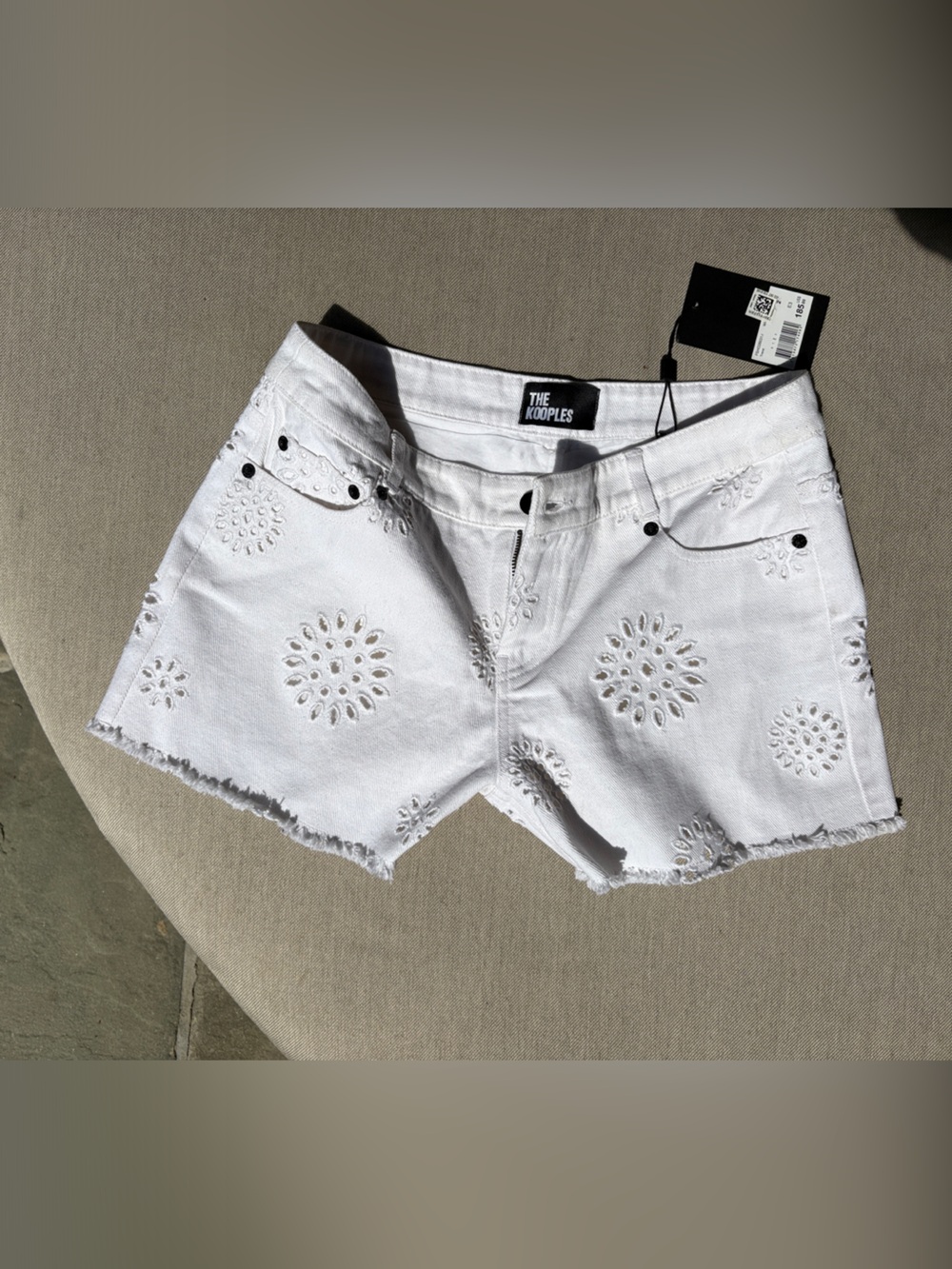 The Kooples White Eyelet Denim Cutoff Shorts